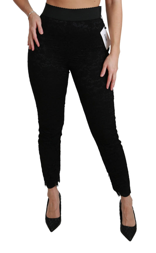 Pantaloni eleganti in pizzo a vita alta