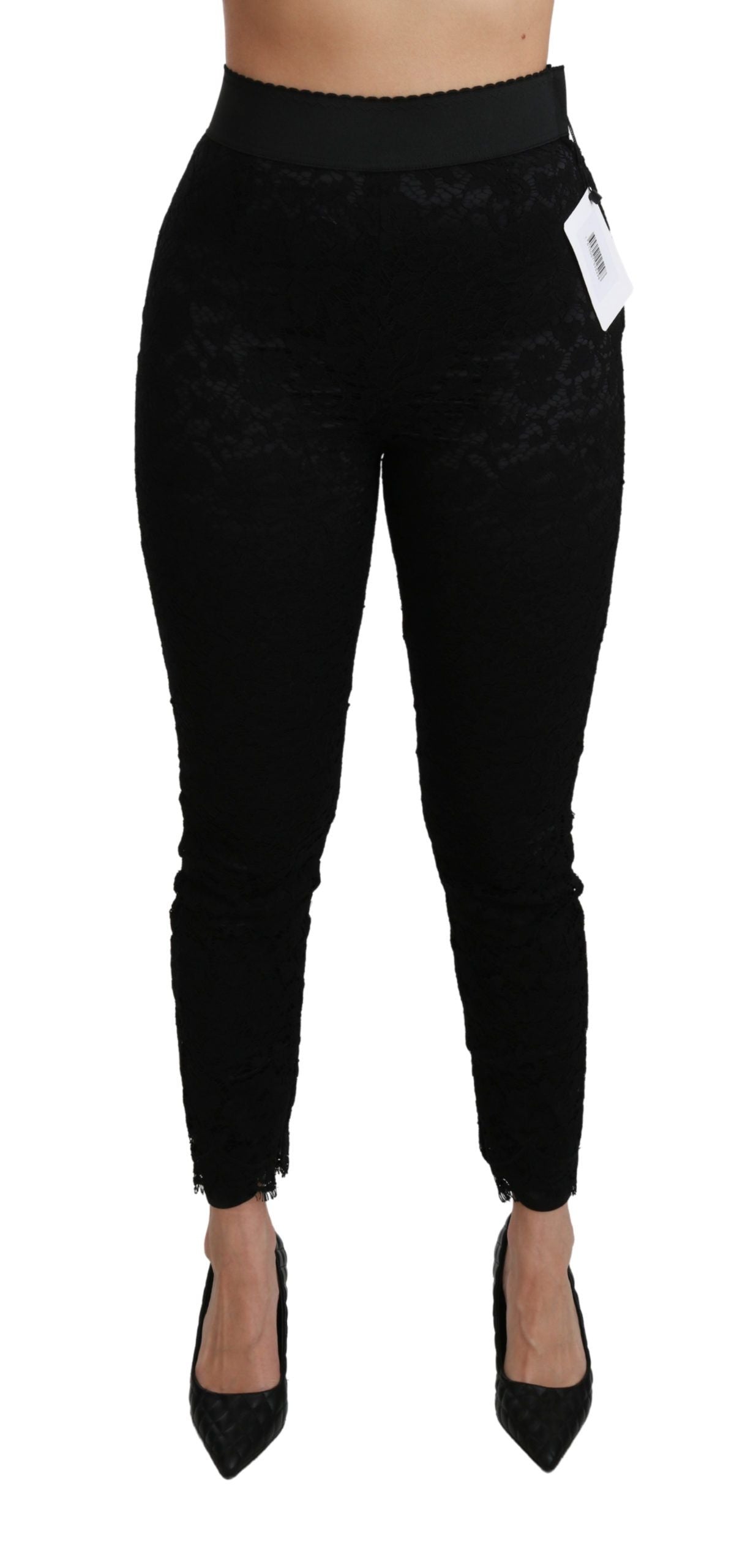 Pantaloni eleganti in pizzo a vita alta