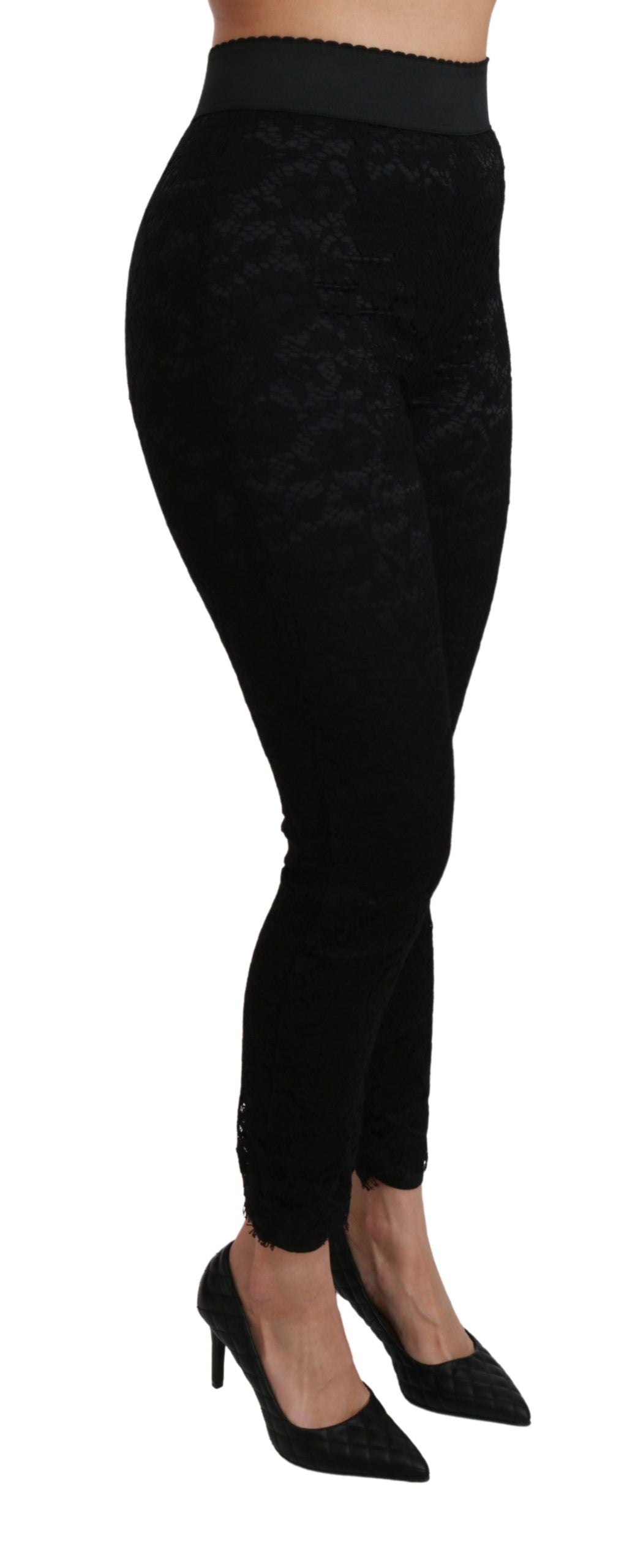 Pantaloni eleganti in pizzo a vita alta