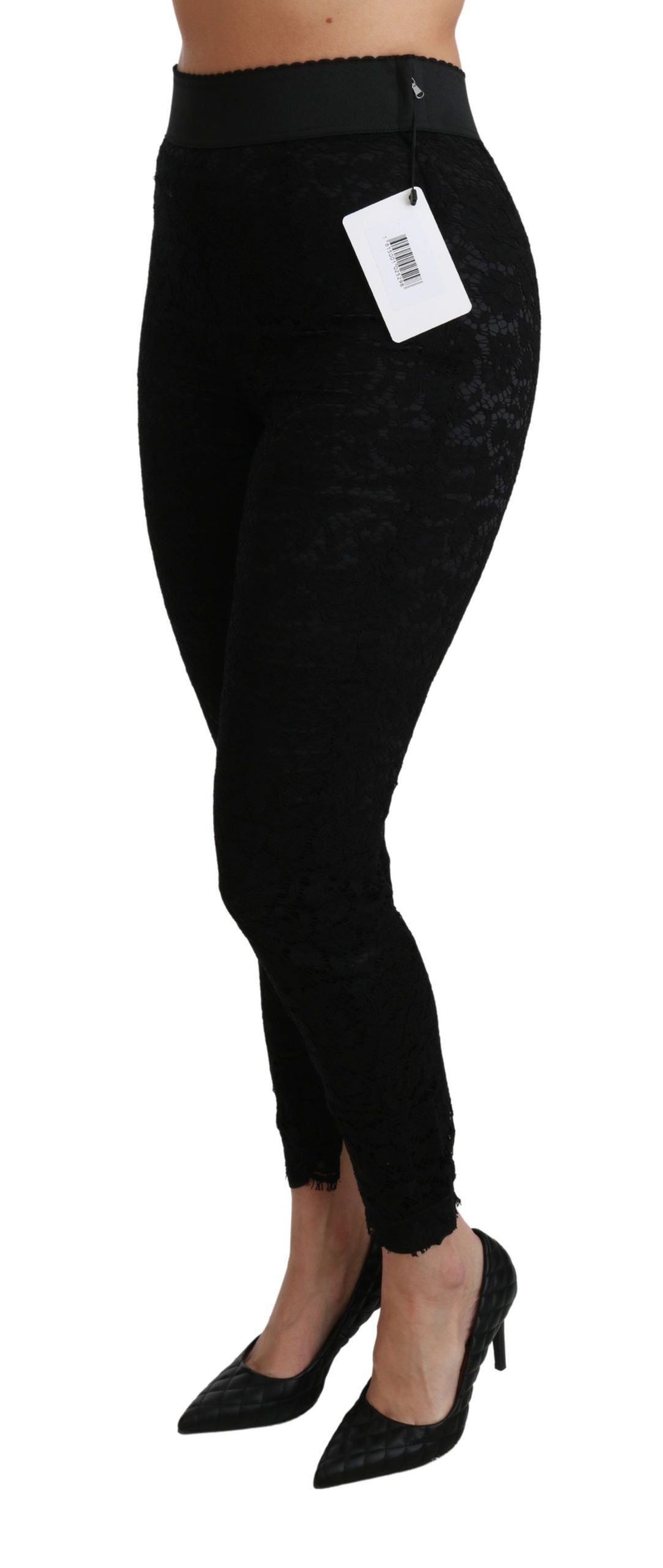 Pantaloni eleganti in pizzo a vita alta