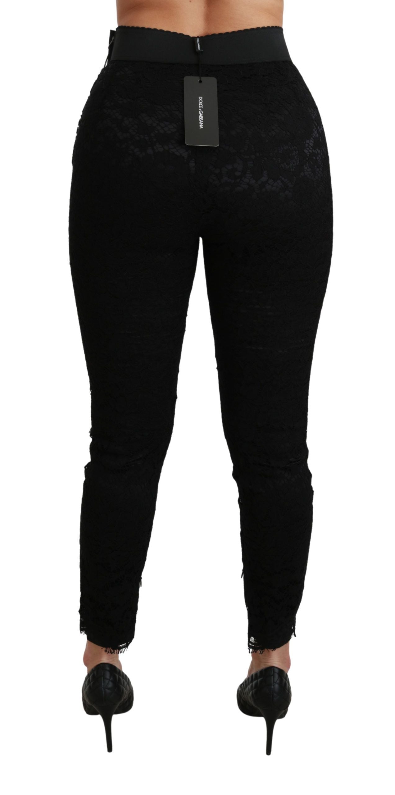 Pantaloni eleganti in pizzo a vita alta