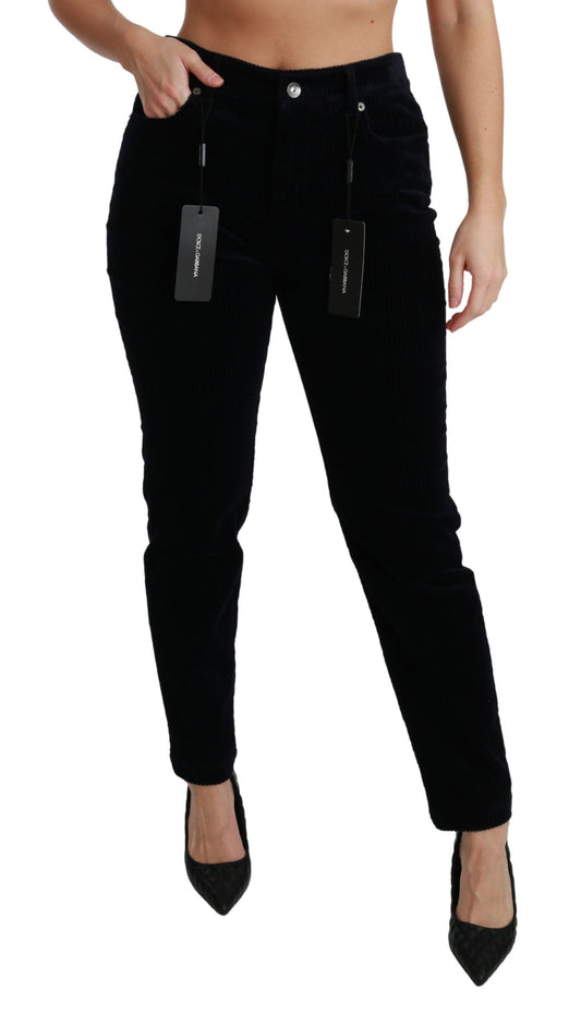 Jeans skinny in velluto a coste a vita media chic
