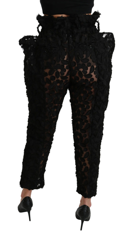 Pantaloni in pizzo a vita alta affusolati chic