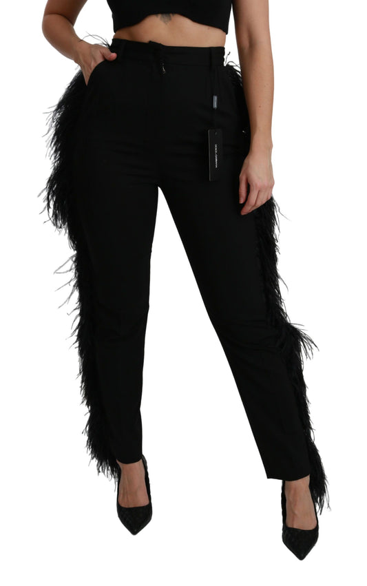 Pantaloni eleganti in misto lana a vita alta