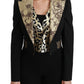 Opulent Black Gold Floral Jacket and Vest Ensemble