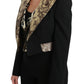 Opulent Black Gold Floral Jacket and Vest Ensemble