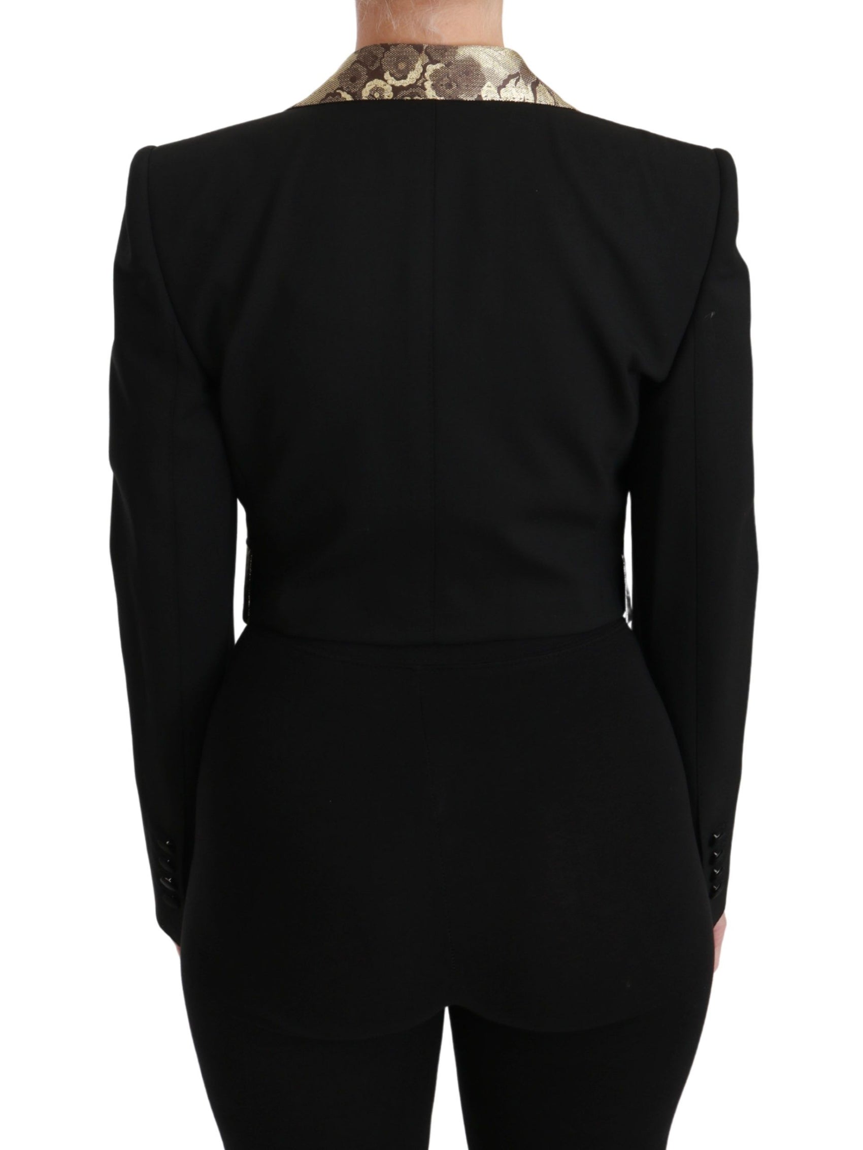Completo giacca e gilet con motivo floreale nero e oro opulento