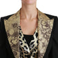 Opulent Black Gold Floral Jacket and Vest Ensemble