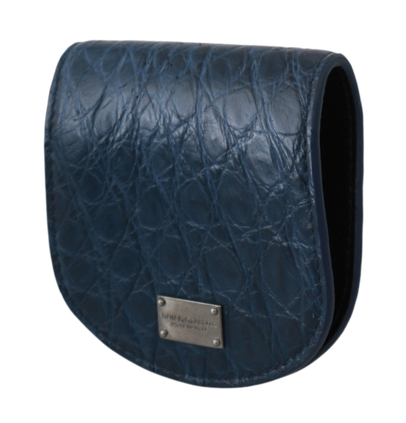 Elegante portafoglio porta preservativo in pelle di Caimano blu