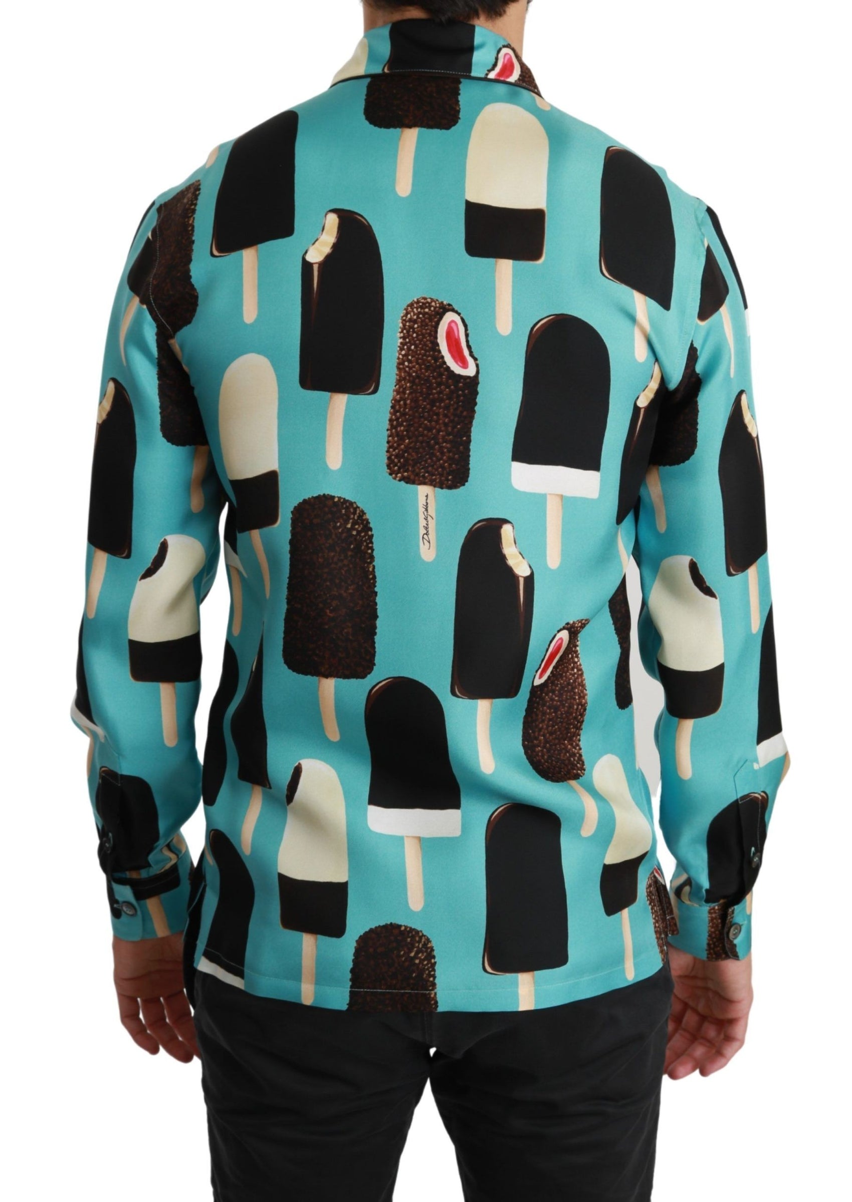 Camicia esclusiva in misto seta con stampa gelato