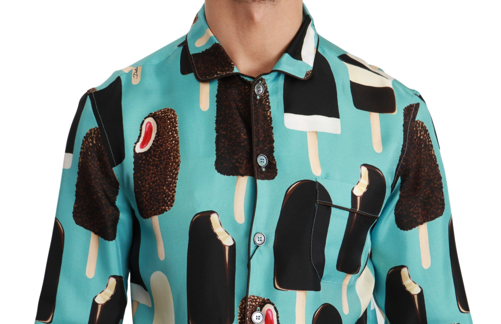 Camicia esclusiva in misto seta con stampa gelato