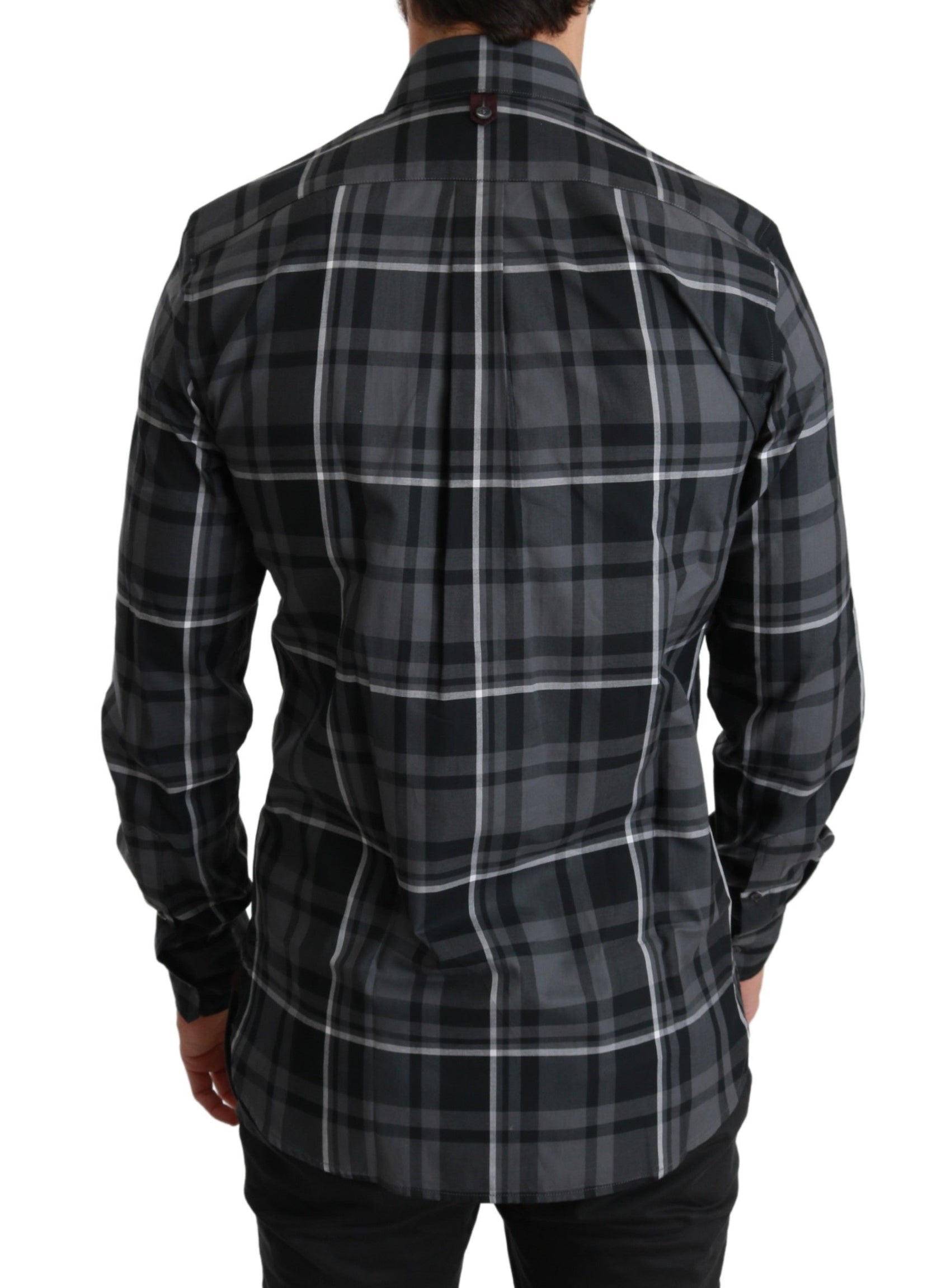Camicia elegante a quadri grigi Martini
