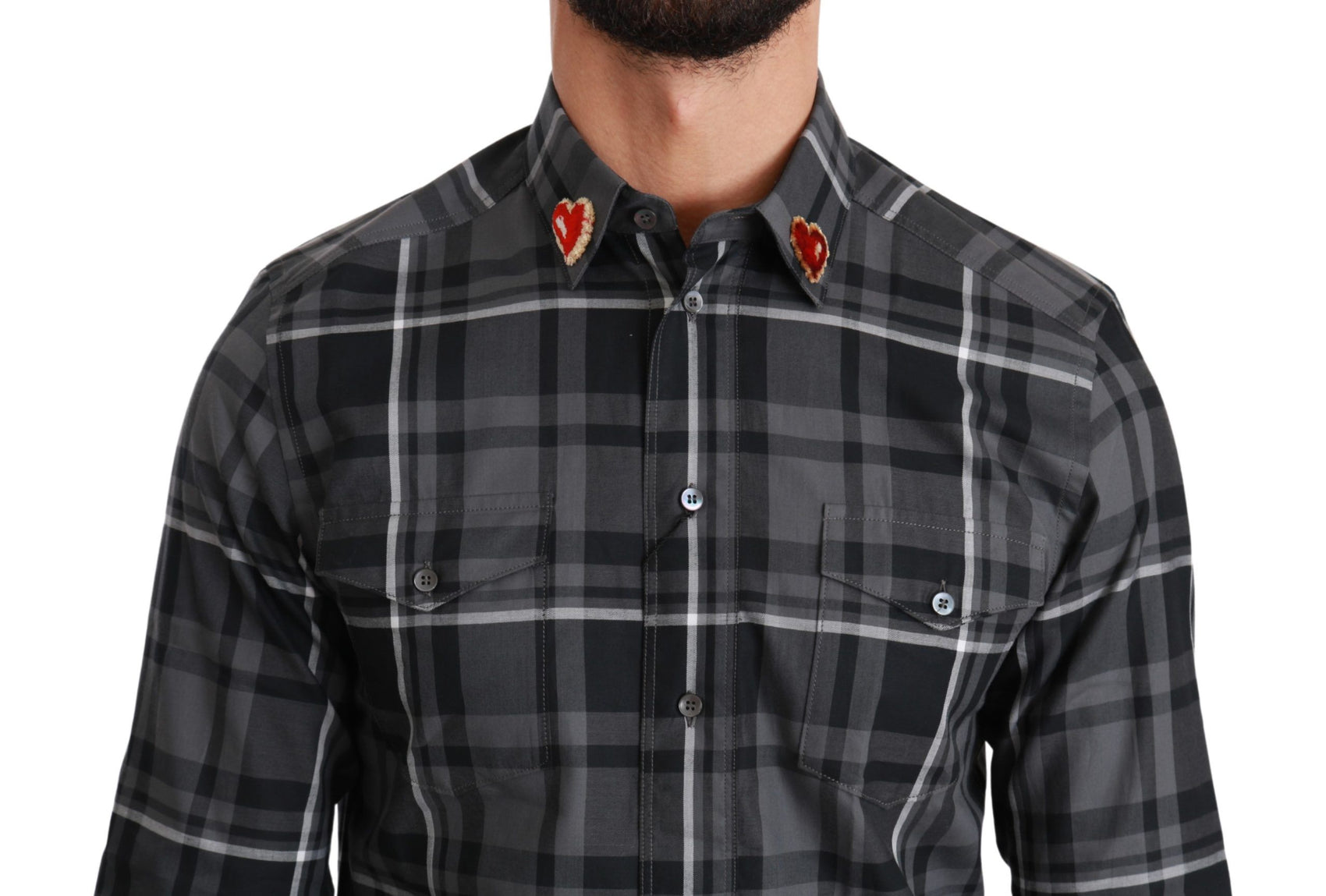 Camicia elegante a quadri grigi Martini