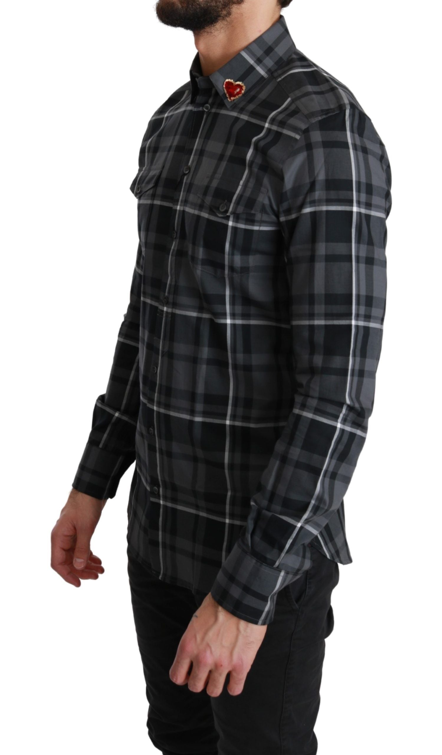 Camicia elegante a quadri grigi Martini
