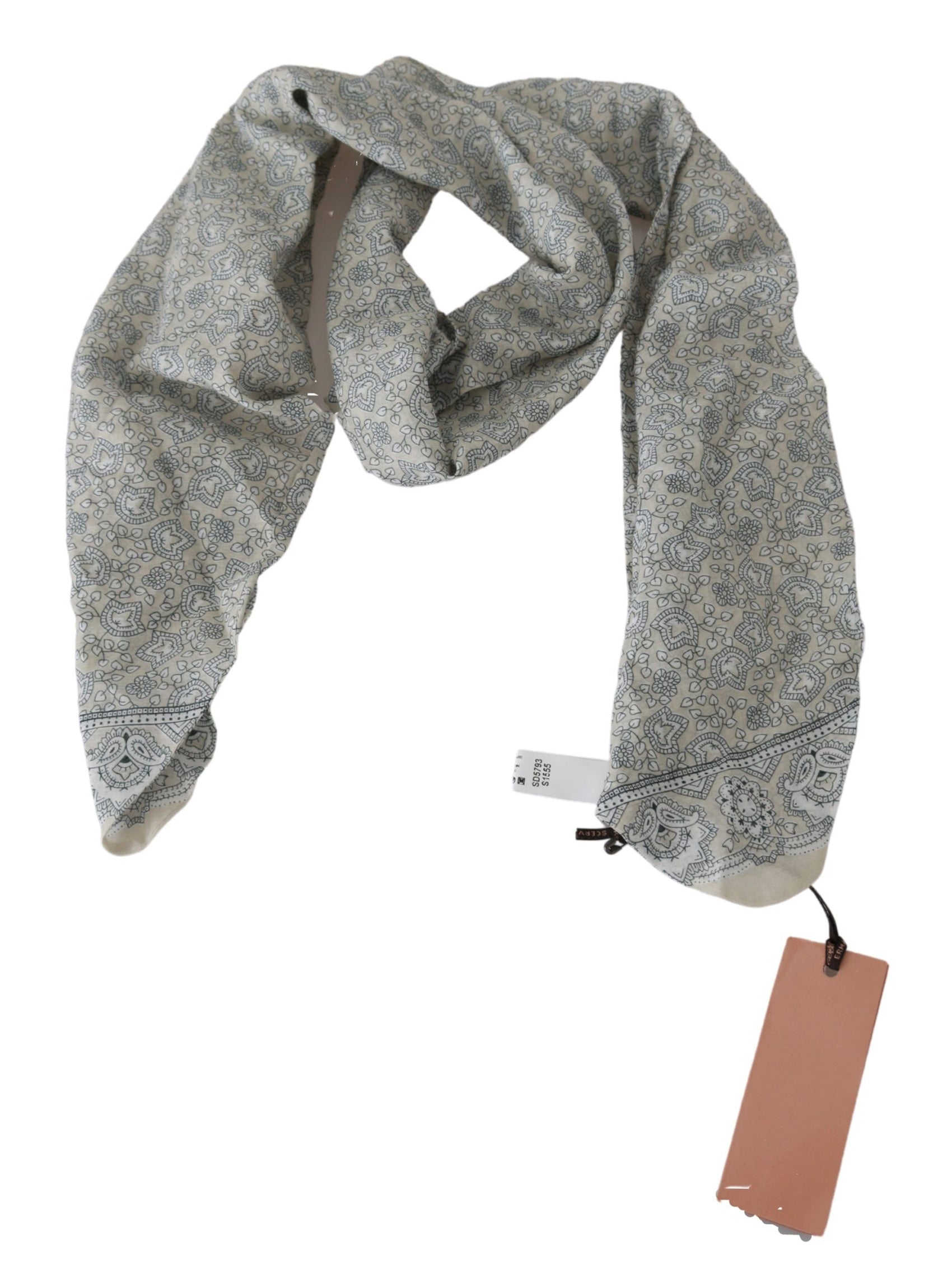 Schicker Baumwollschal im beige-blauen Fantasy-Print