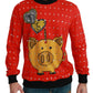 Elegante maglione pullover rosso decorato con cristalli