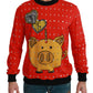 Elegante maglione pullover rosso decorato con cristalli