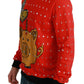 Elegante maglione pullover rosso decorato con cristalli