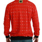 Elegante maglione pullover rosso decorato con cristalli