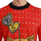 Elegante maglione pullover rosso decorato con cristalli