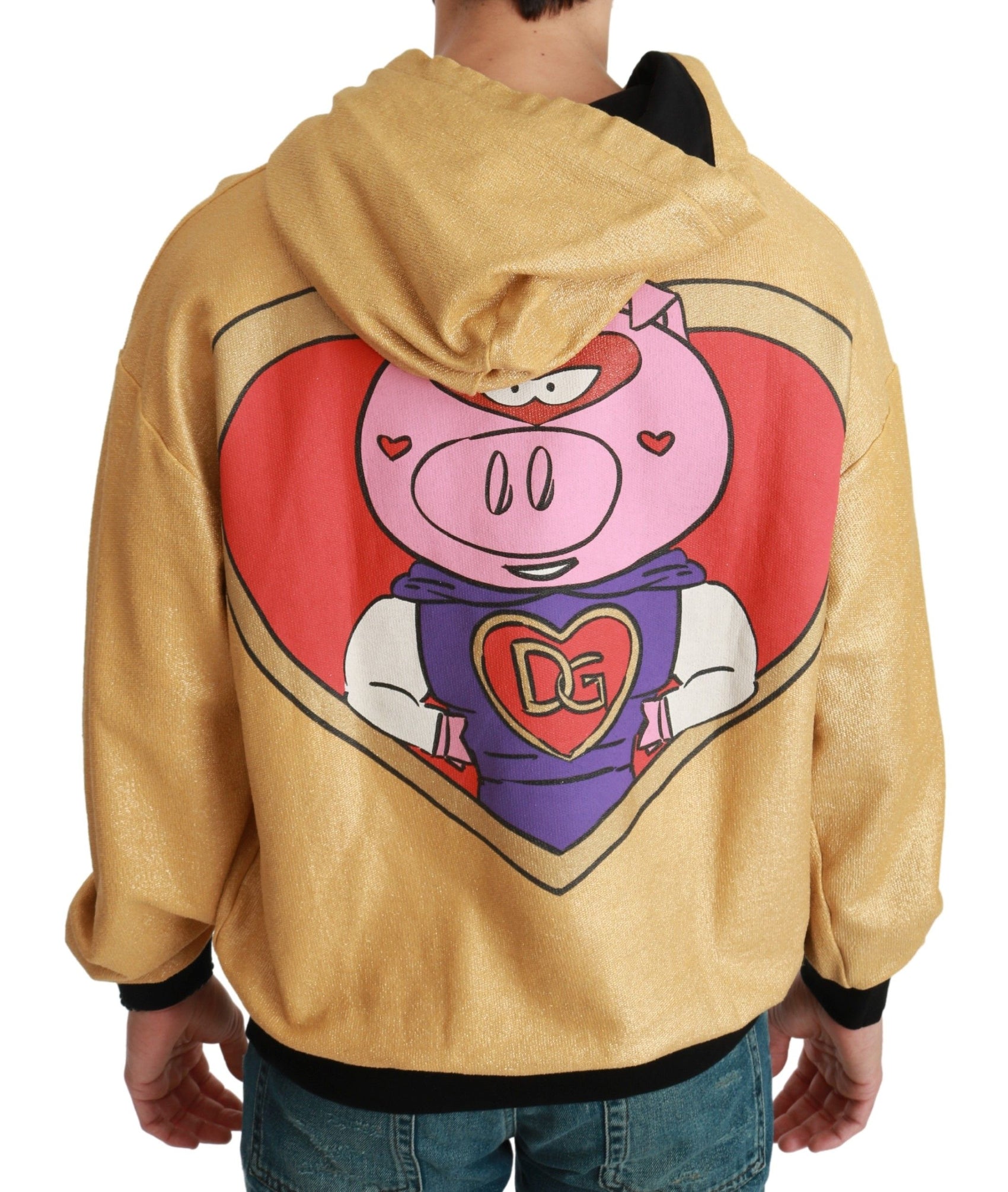 Maglione in cotone con cappuccio dorato squisito