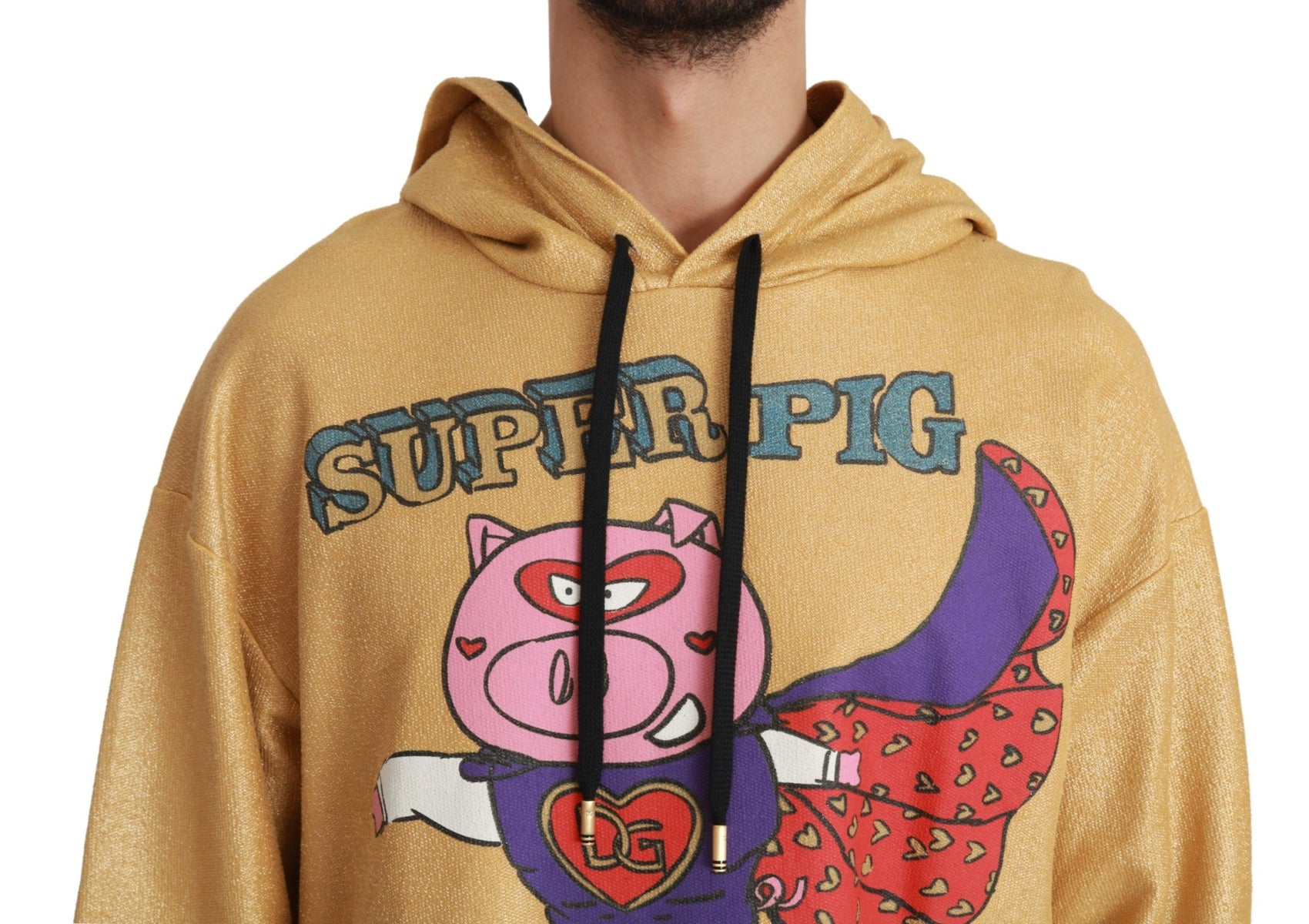 Maglione in cotone con cappuccio dorato squisito
