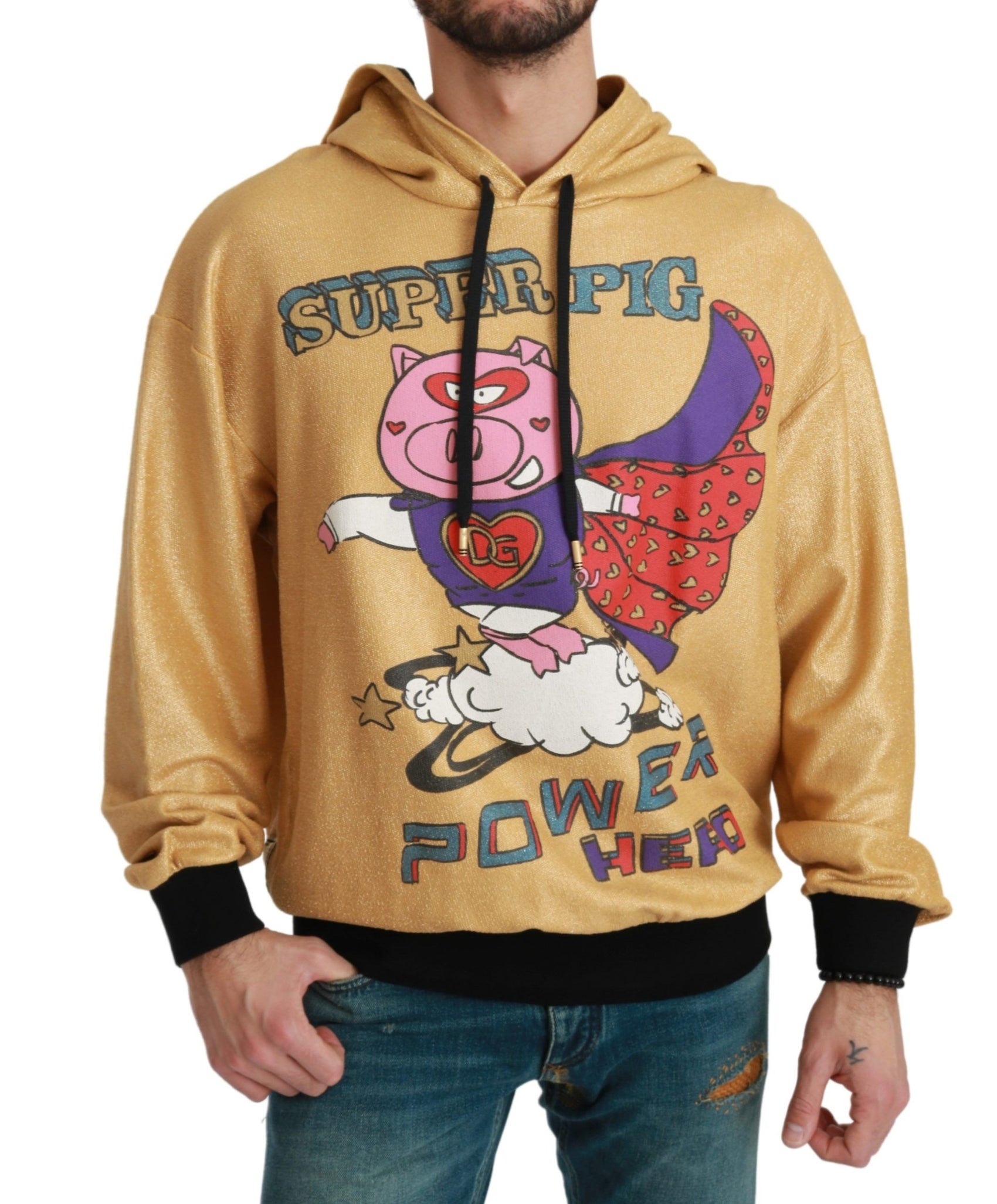 Maglione in cotone con cappuccio dorato squisito