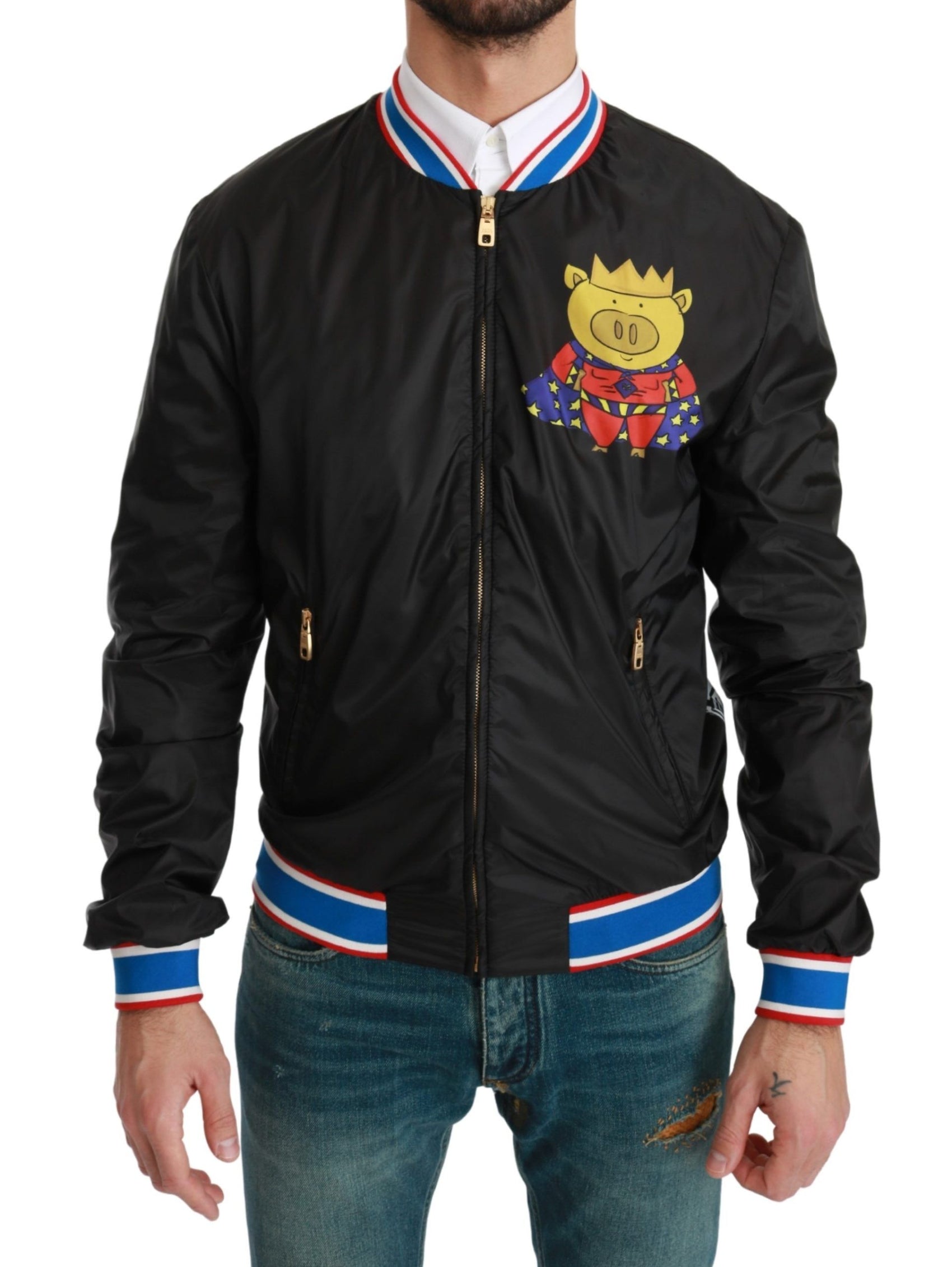 Elegant Multicolor Motive Bomber Jacket