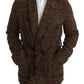 Elegant Brown Alpaca Blend Belted Cape Jacket