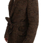 Elegant Brown Alpaca Blend Belted Cape Jacket