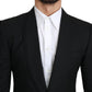 Elegant Black Virgin Wool Formal Blazer