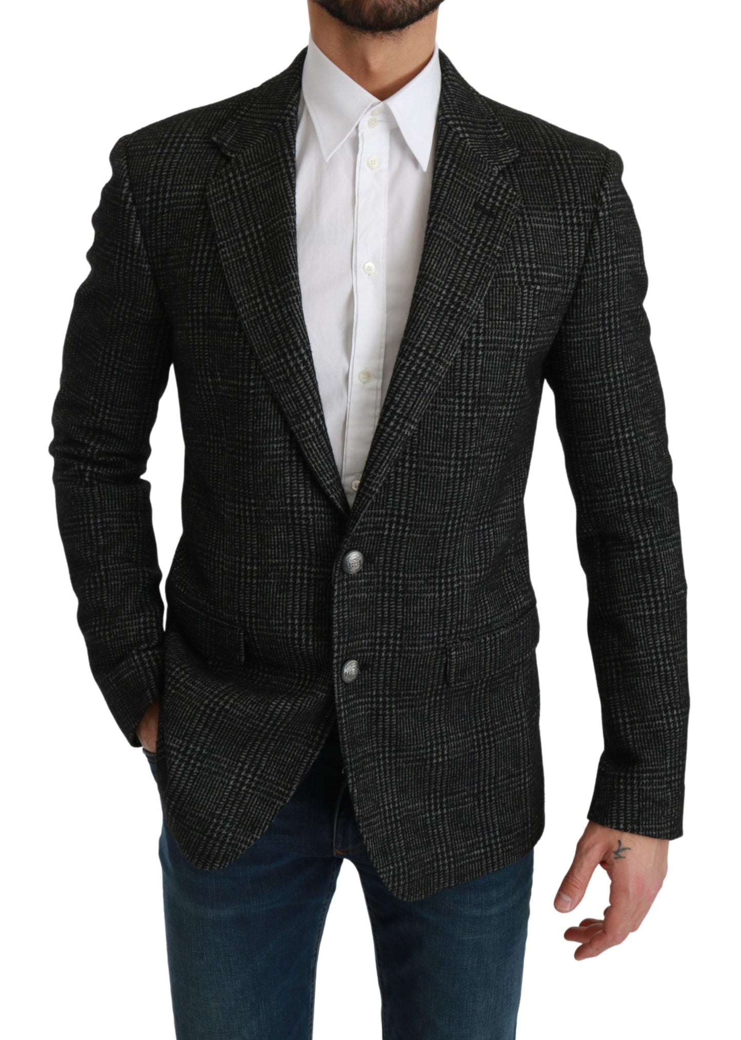 Eleganter grau karierter Slim Fit Blazer