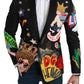 Blazer slim fit con motivo multicolore nero chic