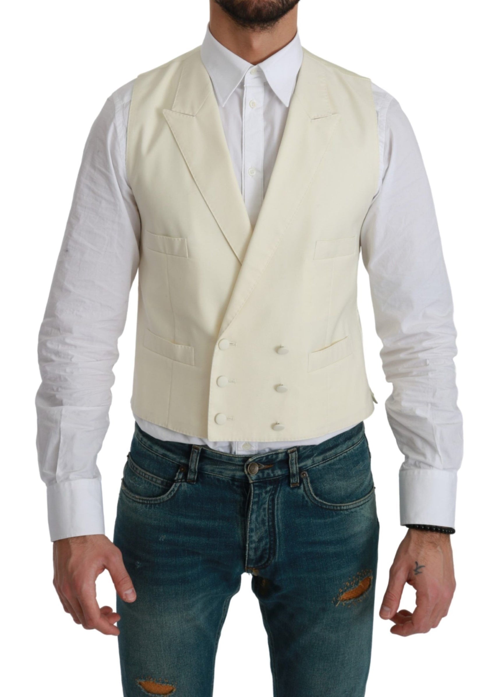 Elegante gilet in lana color crema