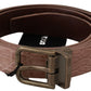 Elegant Exotic Skin Brushed Gold Buckle Belt