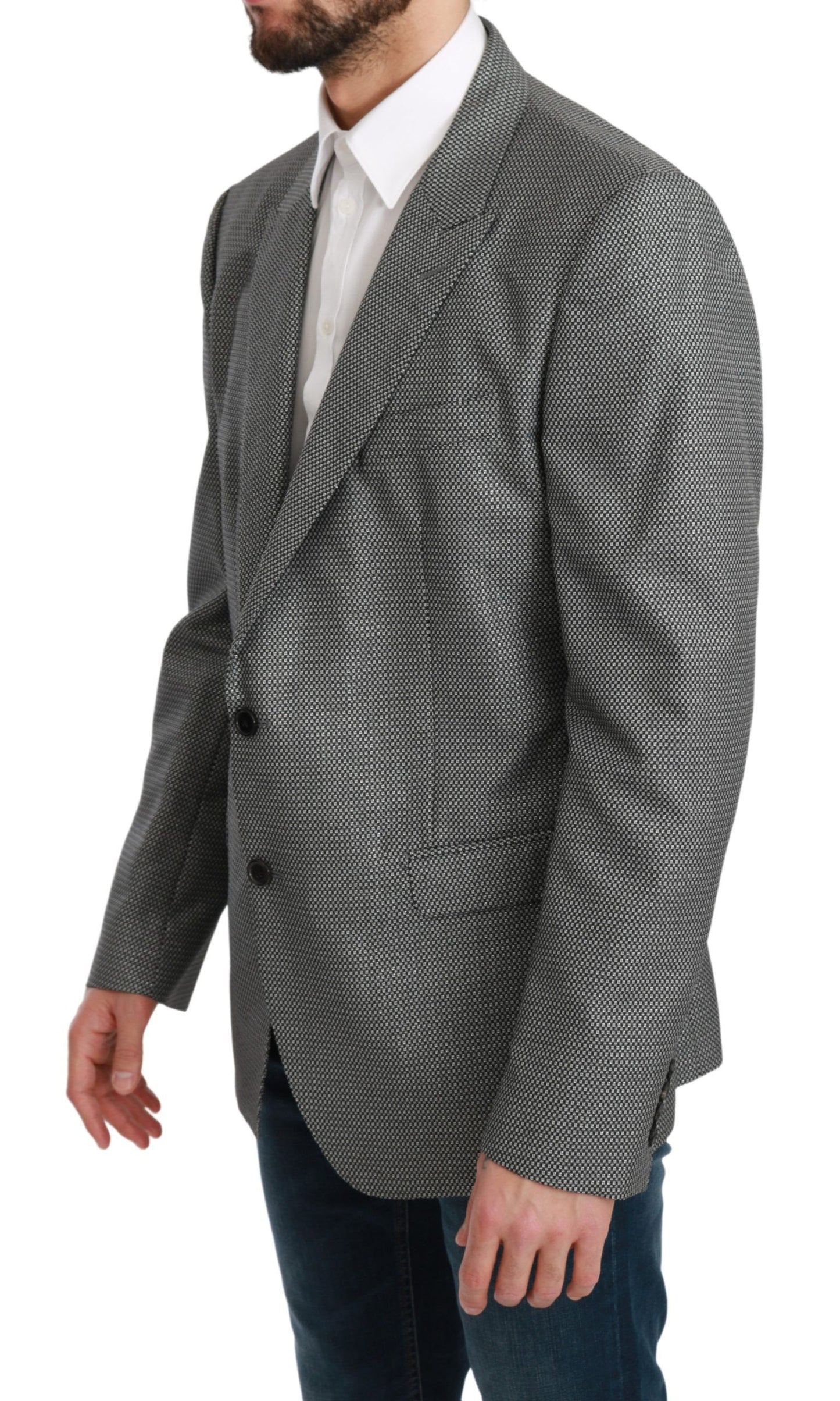 Blazer slim fit con fantasia grigia elegante