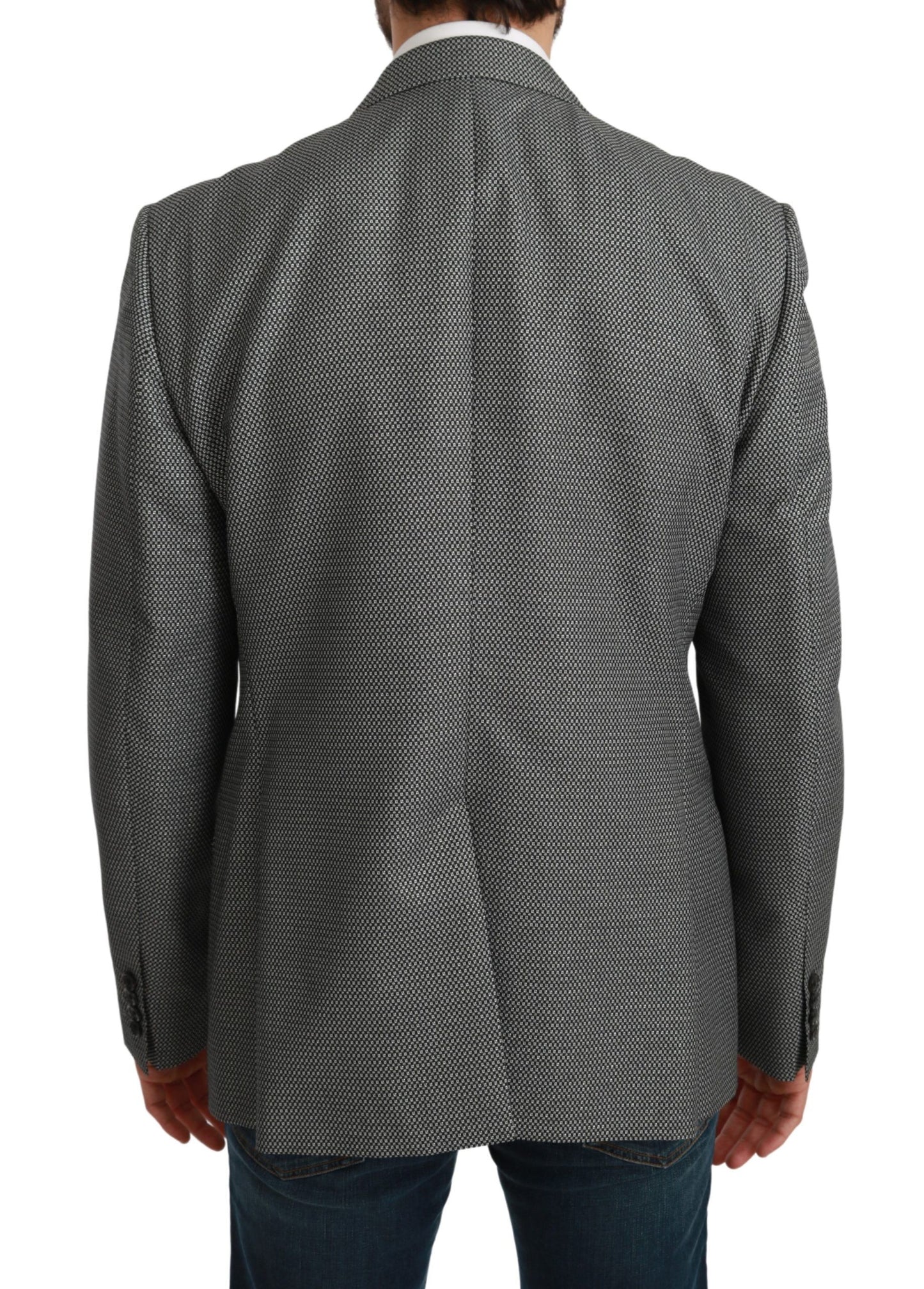 Blazer slim fit con fantasia grigia elegante