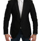 Elegante blazer in misto lana a pois neri