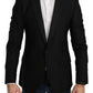 Elegante blazer in misto lana a pois neri