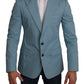 Eleganter blauer Blazer mit Fantasiemuster