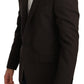 Elegant Brown Virgin Wool Martini Blazer