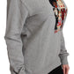 Eleganter mehrfarbiger Pullover mit Rundhalsausschnitt und Stickerei
