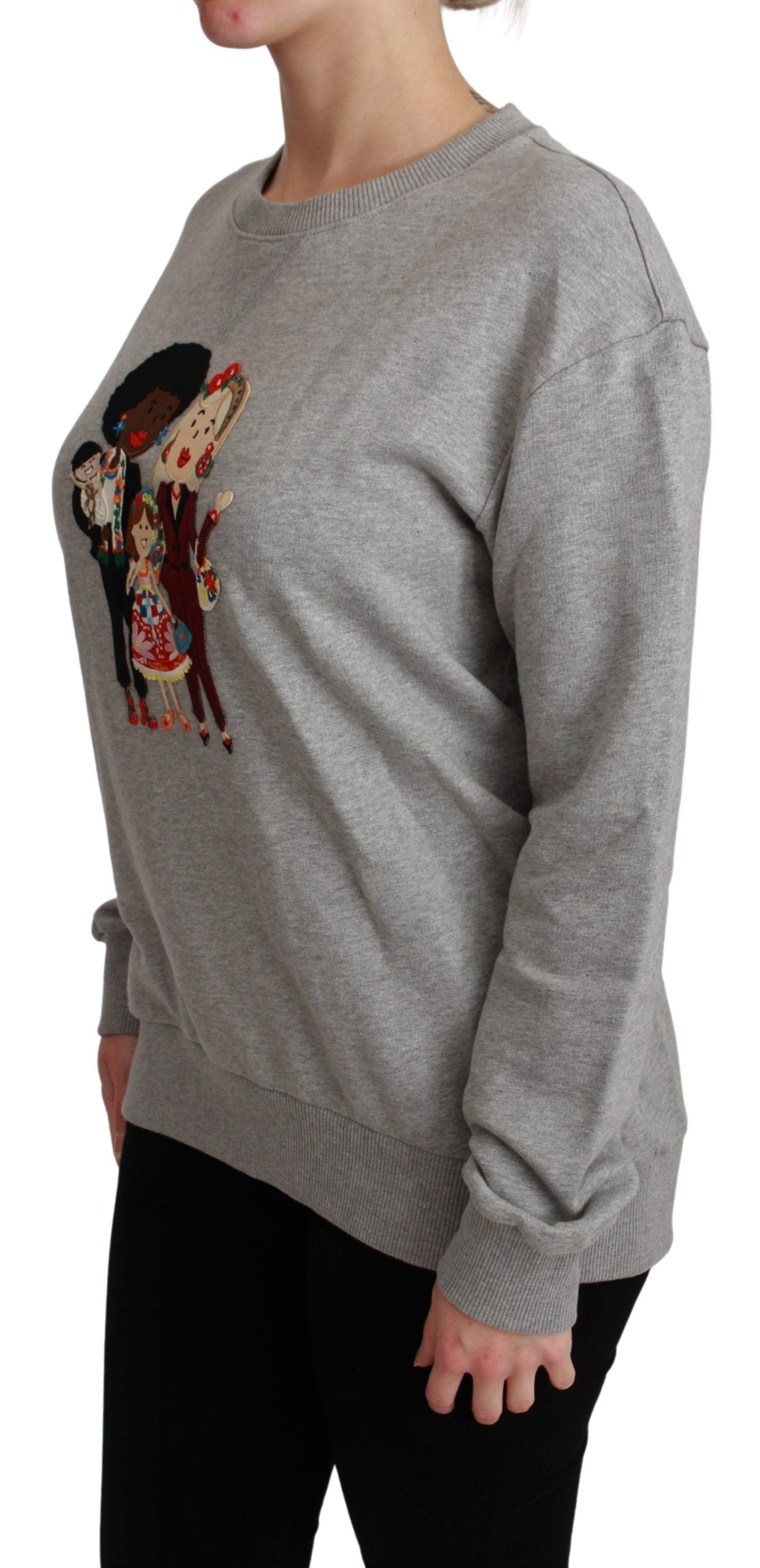 Eleganter mehrfarbiger Pullover mit Rundhalsausschnitt und Stickerei