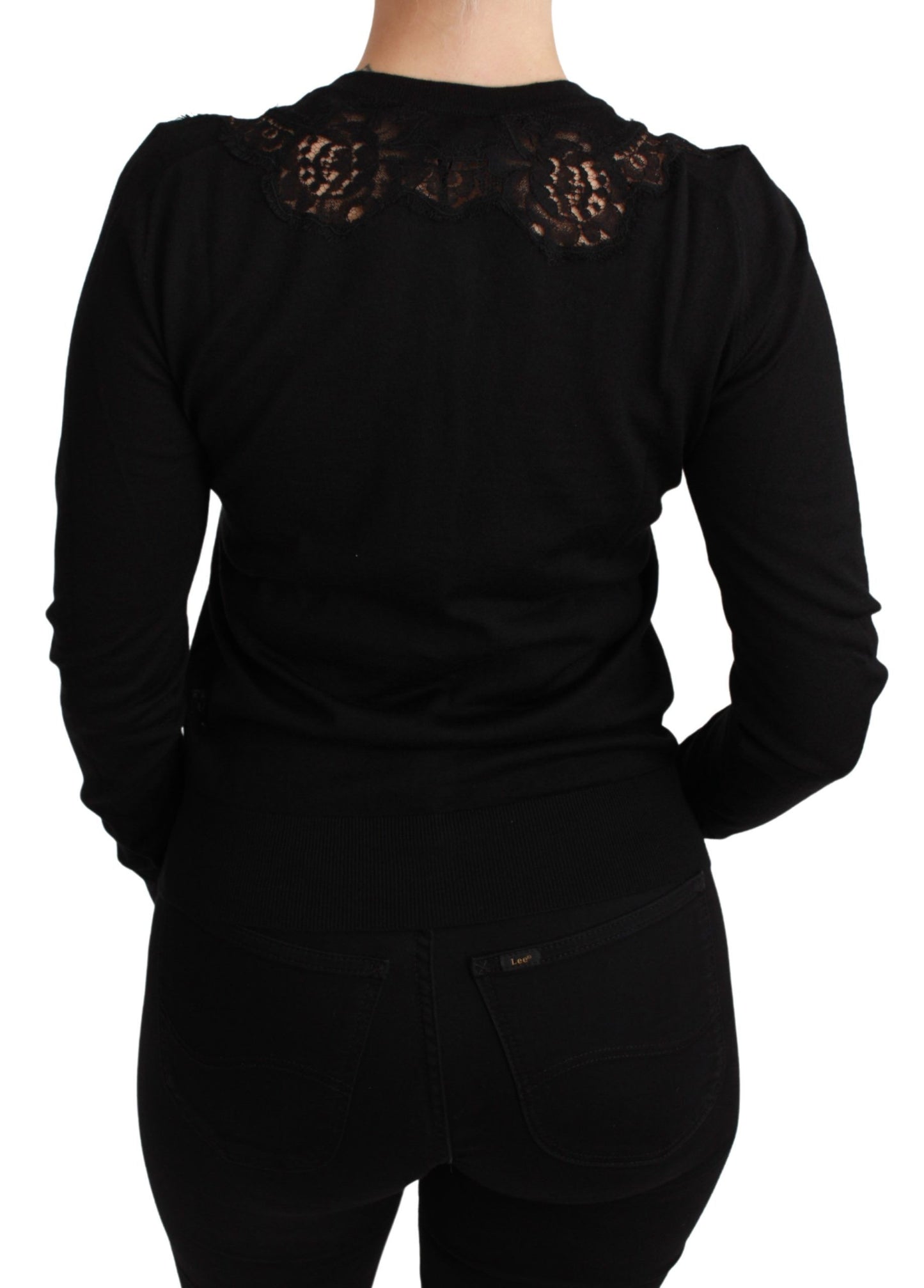 Eleganter Cardigan aus Kaschmir-Seiden-Mischgewebe mit Spitze