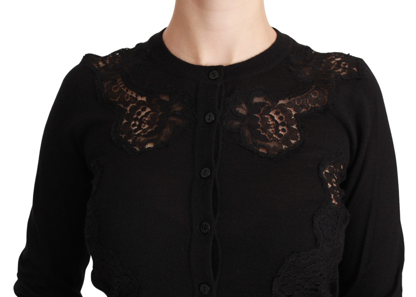 Eleganter Cardigan aus Kaschmir-Seiden-Mischgewebe mit Spitze