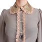 Camicia elegante con colletto in paillettes in misto seta