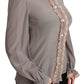 Camicia elegante con colletto in paillettes in misto seta