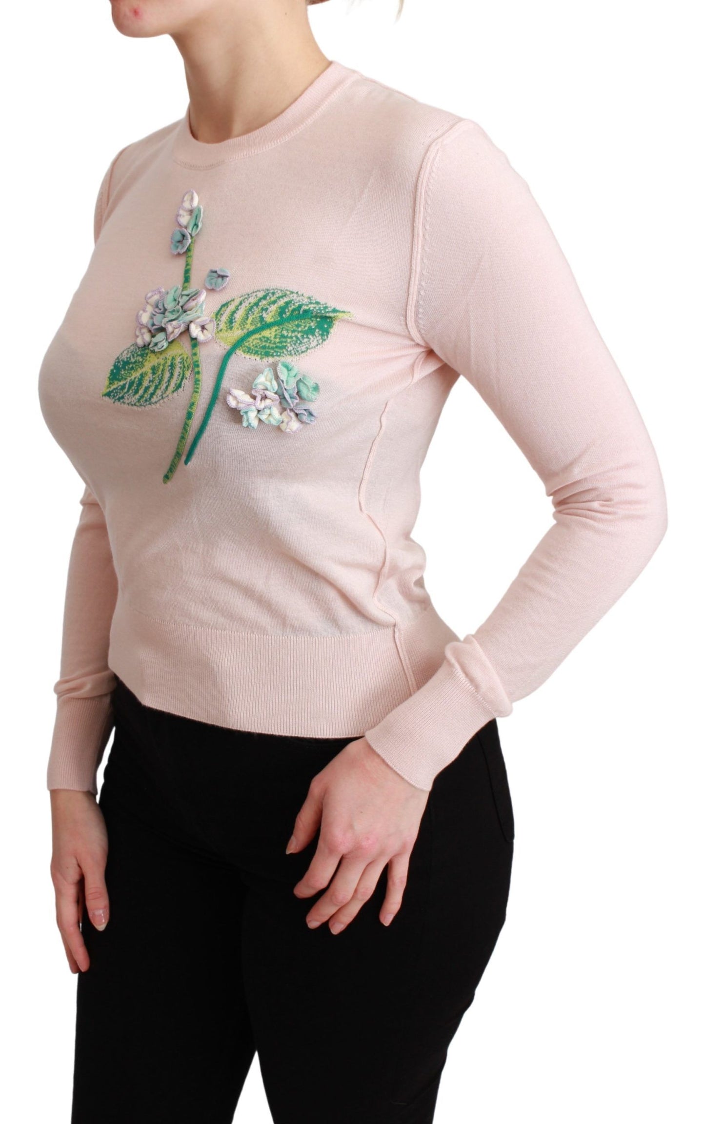 Pullover aus Seidenmischung mit Blumenstickerei