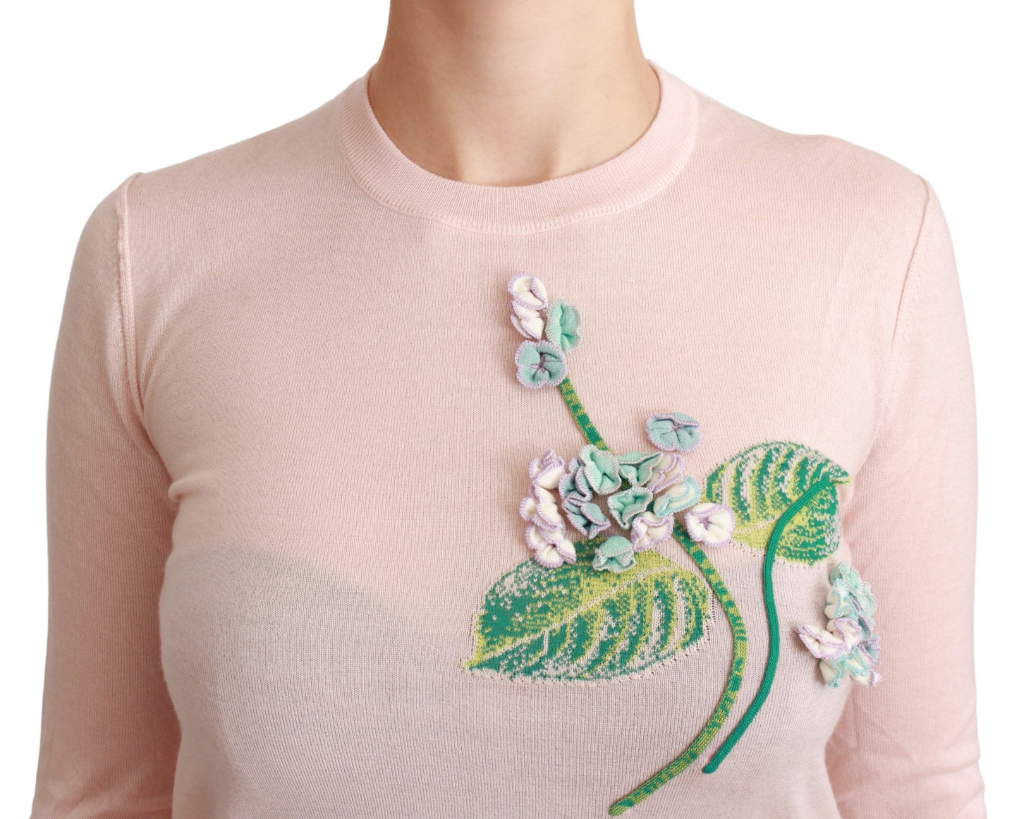 Pullover aus Seidenmischung mit Blumenstickerei