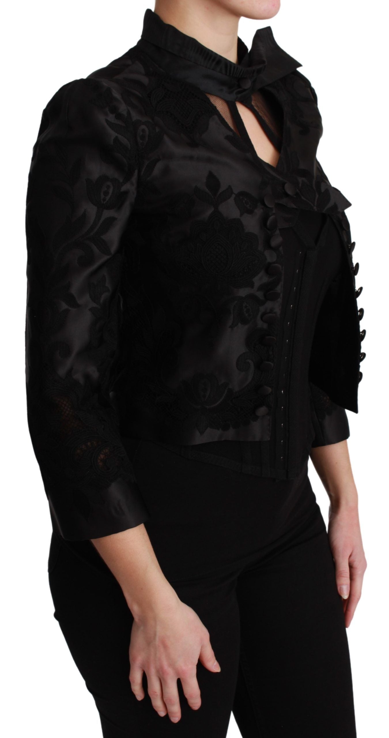 Blazer con corsetto jacquard floreale squisito
